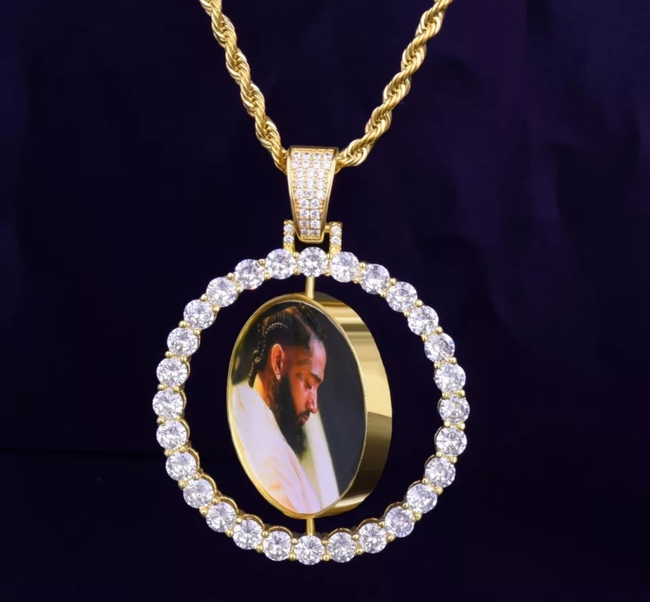 Medallion rotating custom Necklace( Rope / tennis necklace )