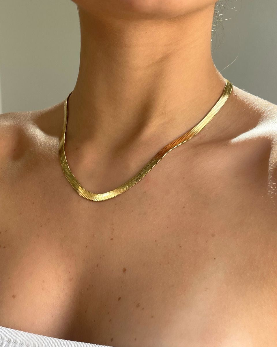 Herring bone stainless steel necklace
