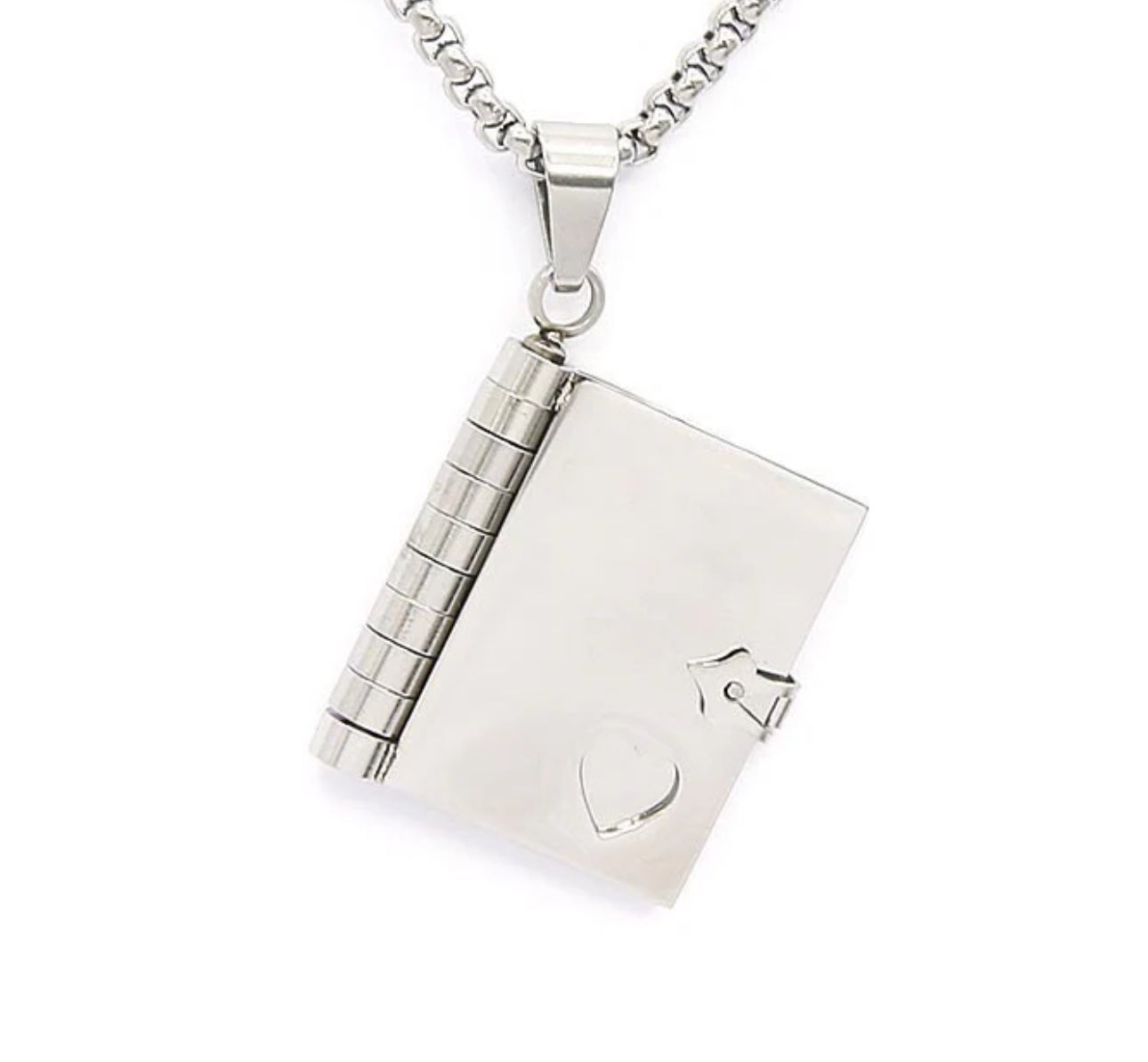 Love Book custom necklace engraving stainless steel