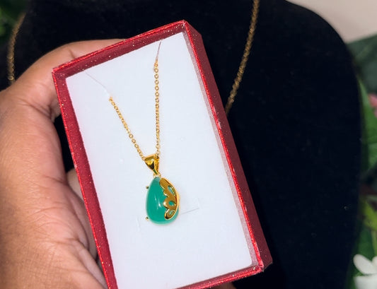 Gold plated jade butterfly wing necklace