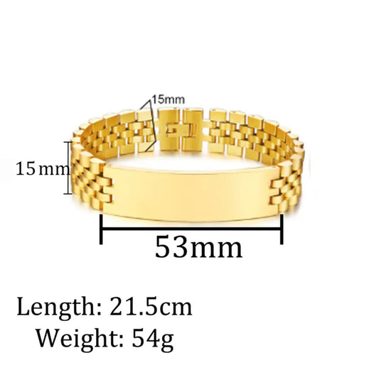 Chunky personalized watch bracelet stainless steel