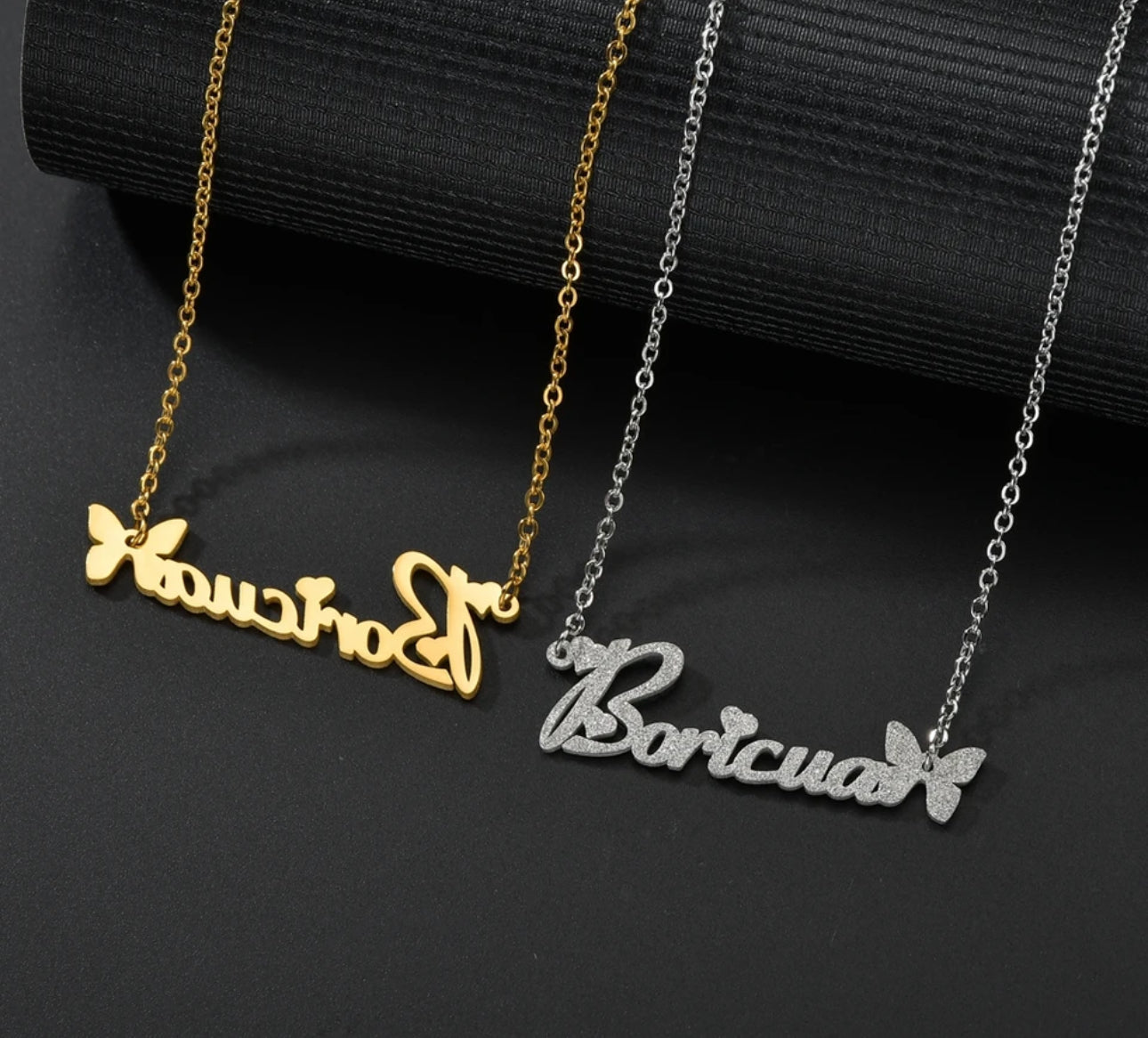 Frosted Personalized stainless steel name necklace