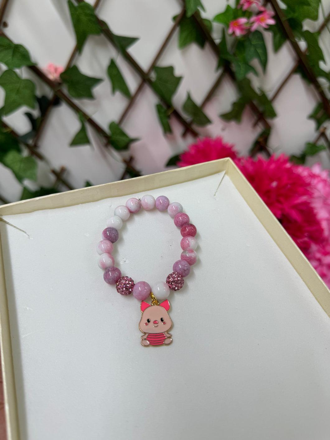 Piglet pink Cz bead bracelet