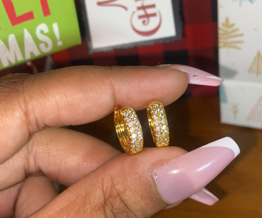Gold plated cz huggie earring