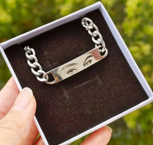 Custom eyes engraved watch bracelet