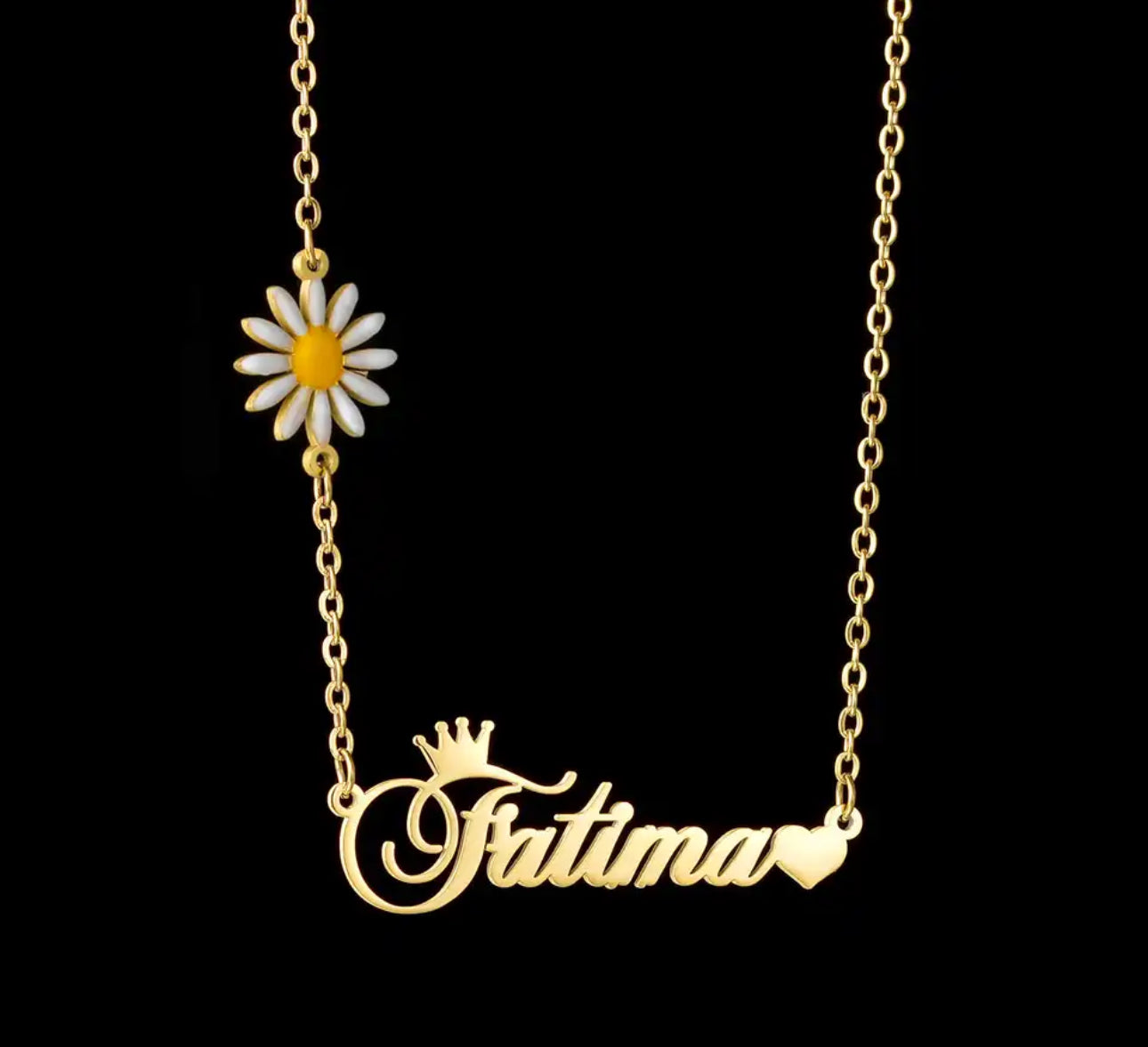 Personalized stainless steel daisy name necklace