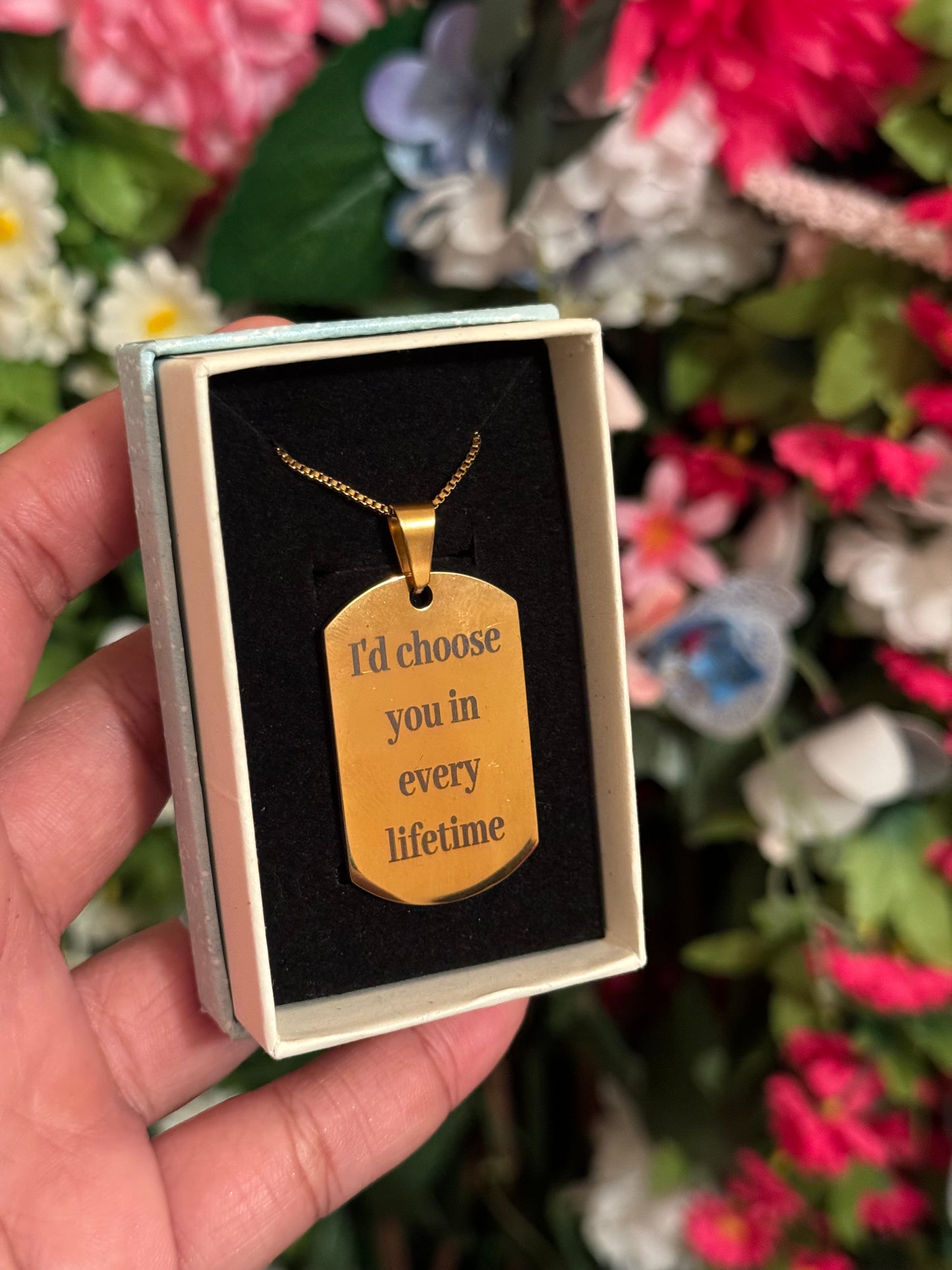 Gold Stainless steel dog tag necklace