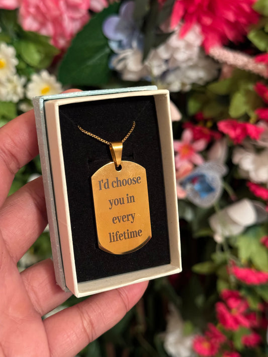 Gold Stainless steel dog tag necklace