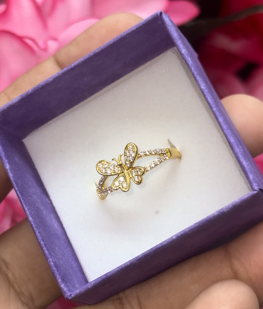 gold plated butterfly ring