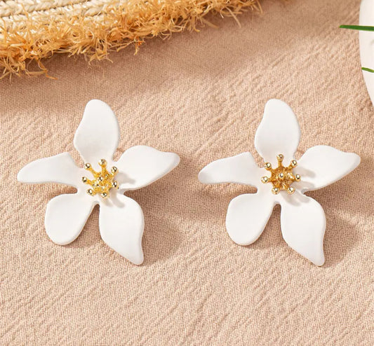 Fashion statement white flower earring