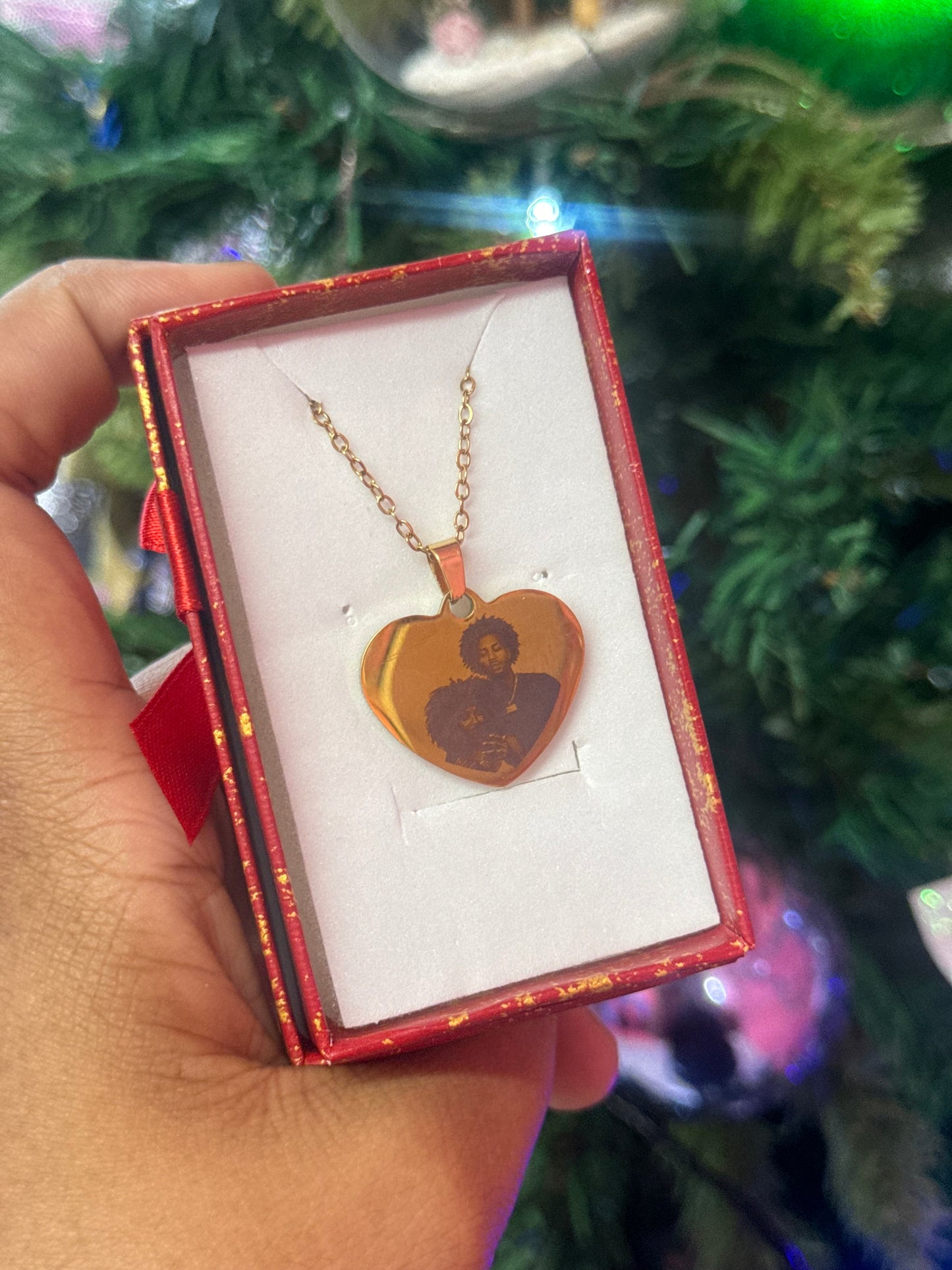 Custom engrave heart stainless steel back and front engraving