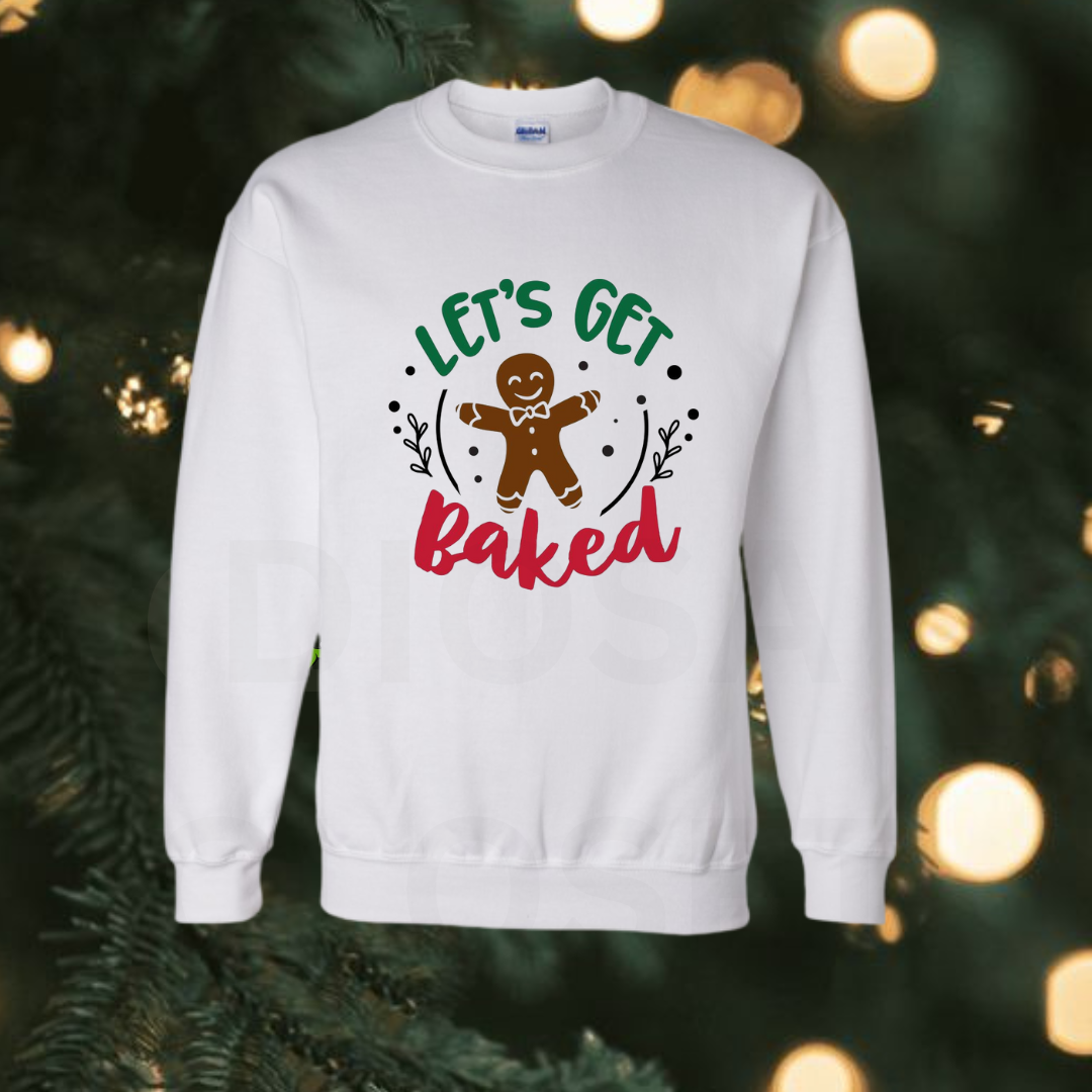 lets get baked white christmas sweater