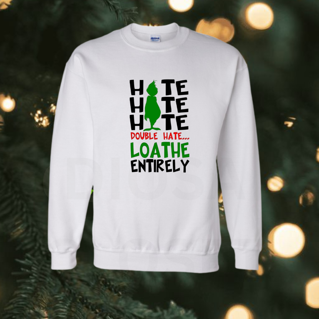 double hate white grinch christmas sweater
