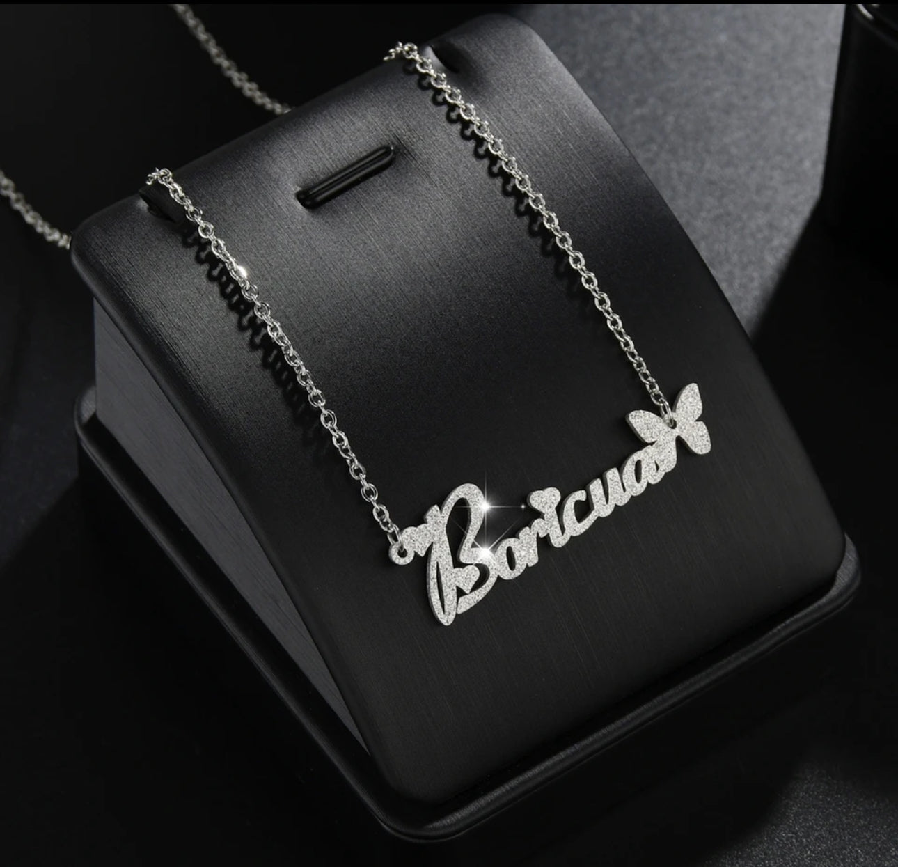 Frosted Personalized stainless steel name necklace