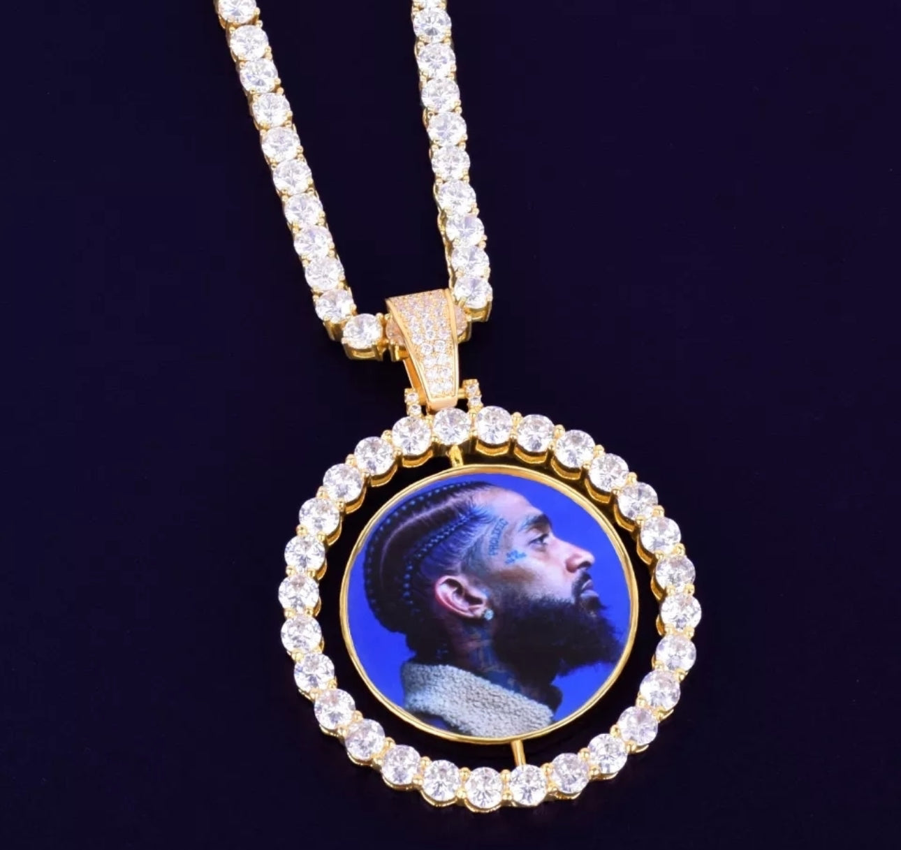 Medallion rotating custom Necklace( Rope / tennis necklace )