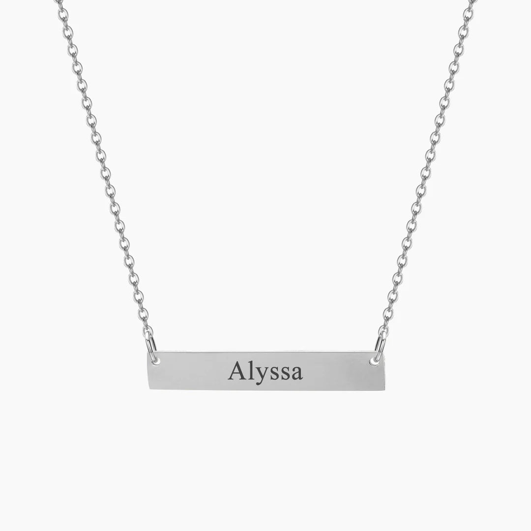 Engraved name bar necklace