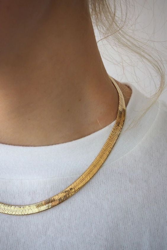 Herring bone stainless steel necklace