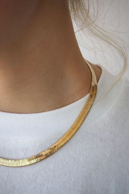 Herring bone stainless steel necklace