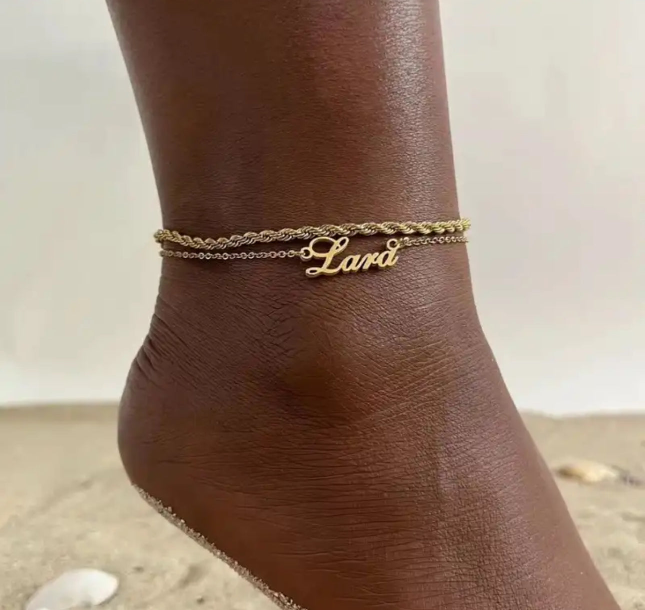 Double layer custom stainless steel anklet