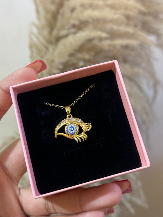 Evil eye stainless steel necklace