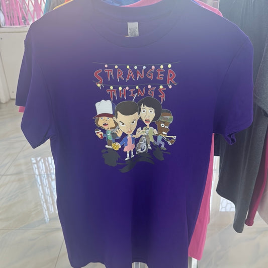 Small purple stranger things t shirt