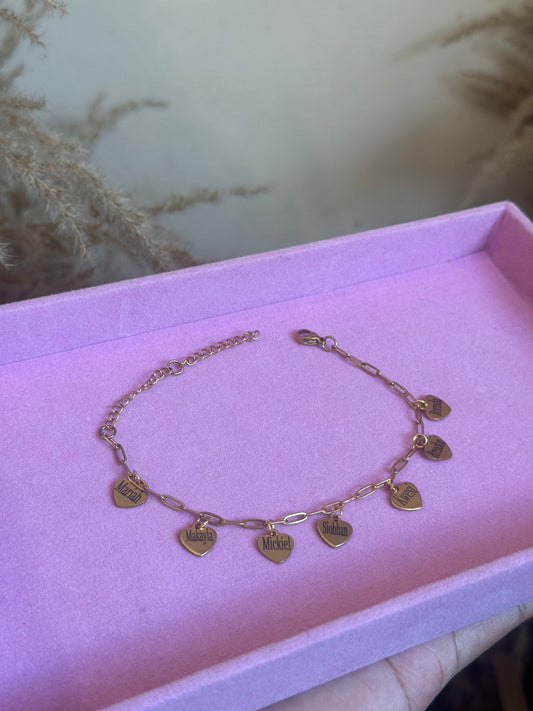 Stainless steel Engrave custom charm bracelet