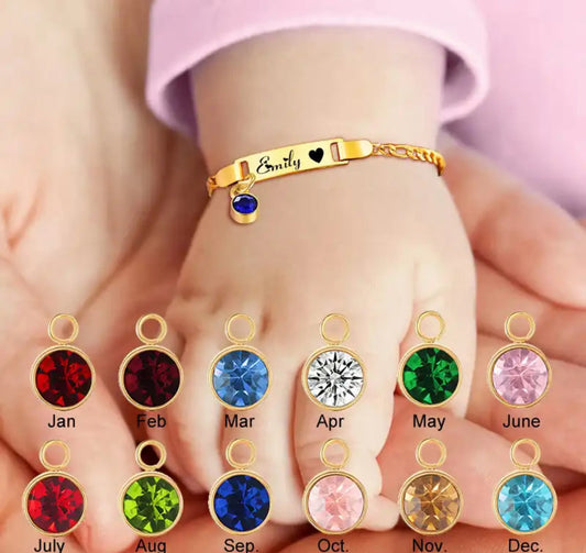 Stainless steel custom baby birthstone band