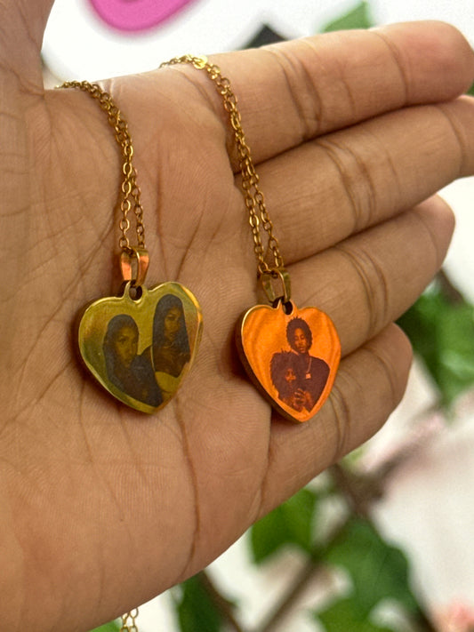 Custom engrave heart stainless steel back and front engraving