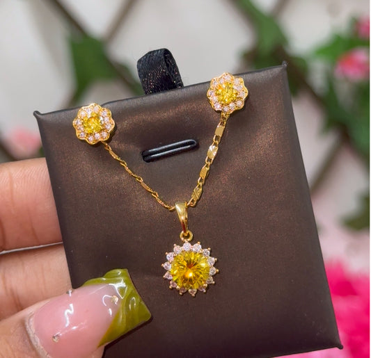 Gold plated yellow Cz set