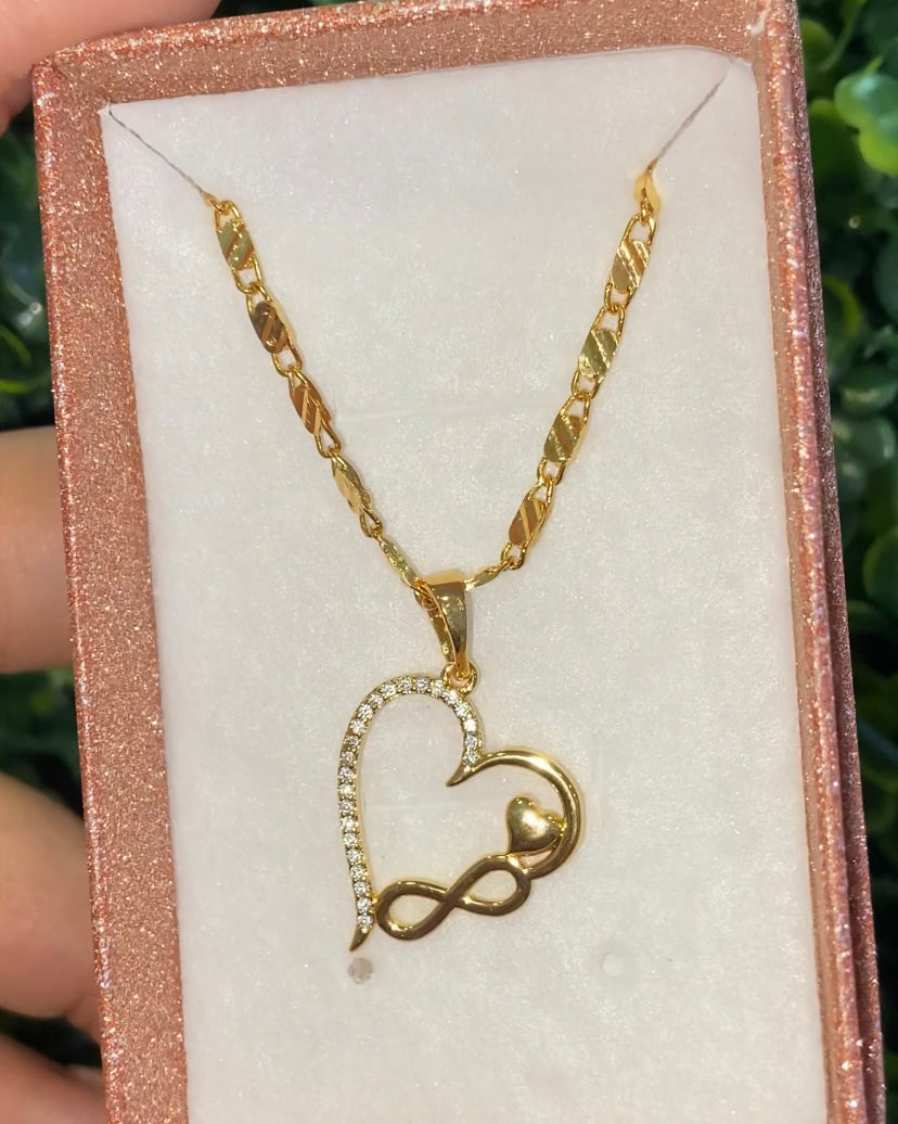 Infinity sign heart necklace