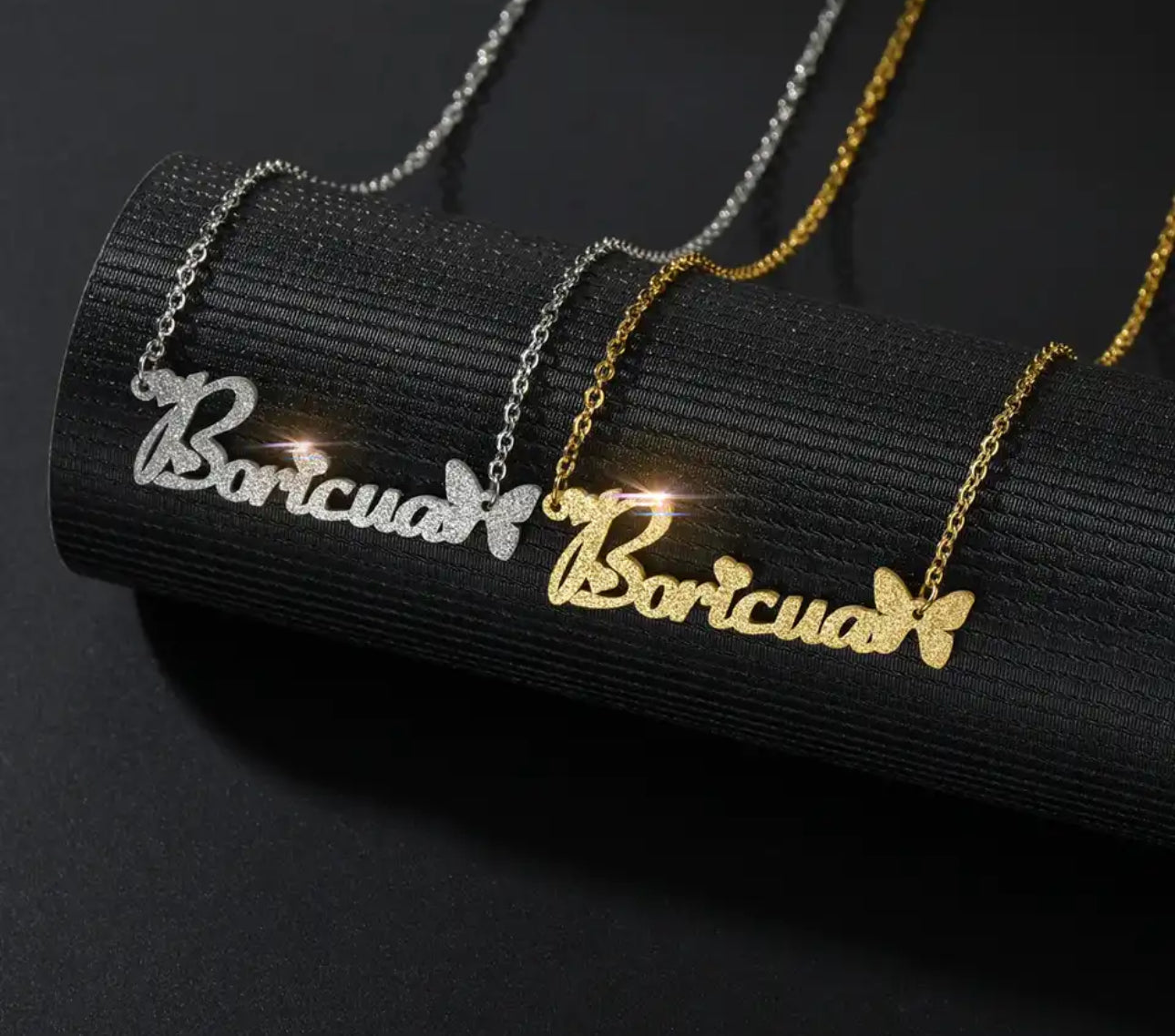 Frosted Personalized stainless steel name necklace