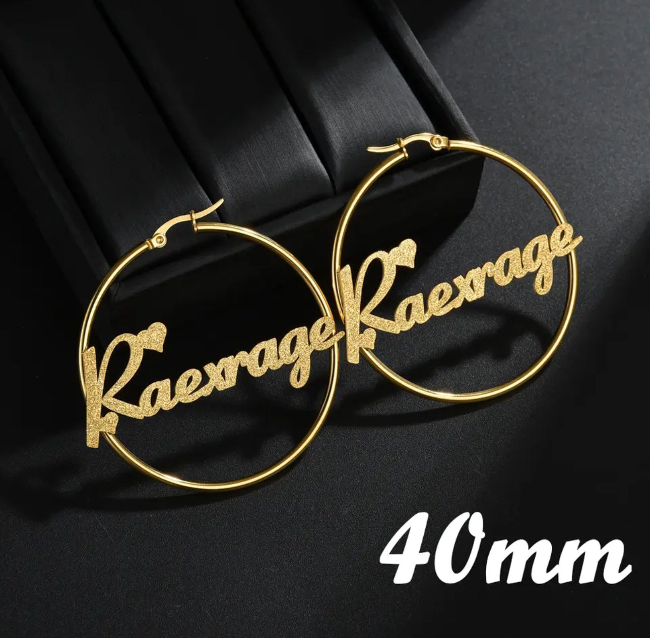 Name plate hoop earring stainless steel