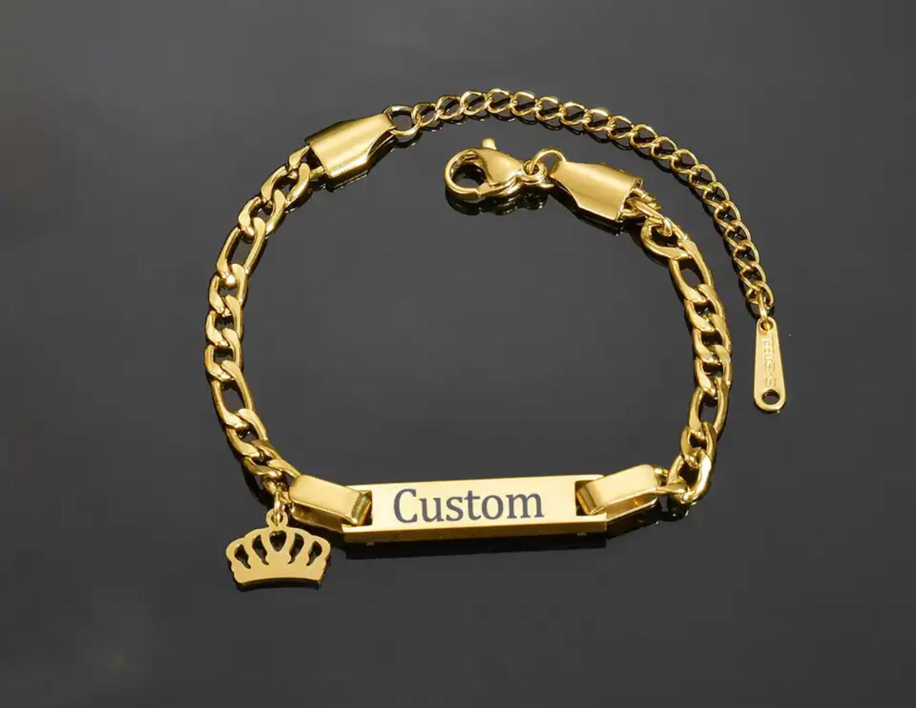 Gold plated stainless steel name bracelet