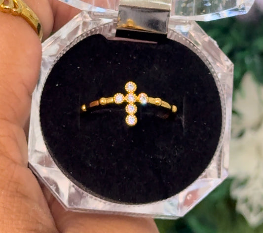 Gold plated cross ring