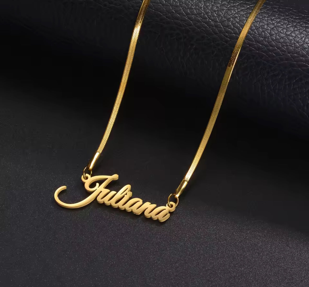 Herring bone custom name necklace