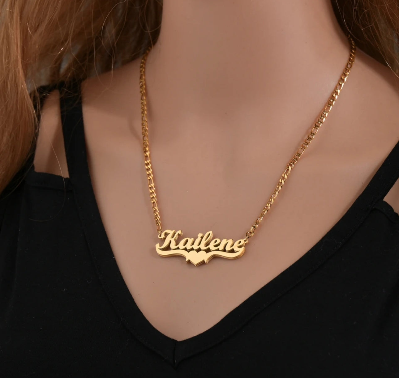 Personalized stainless steel figaro name necklace