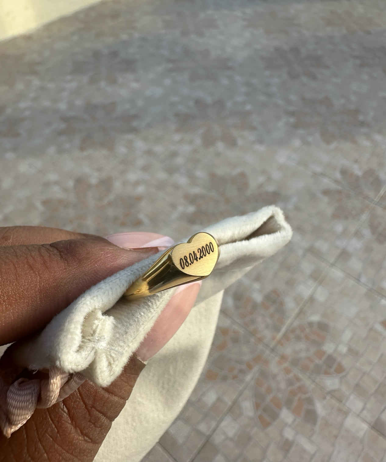 Pre order - custom stainless steel engrave heart ring