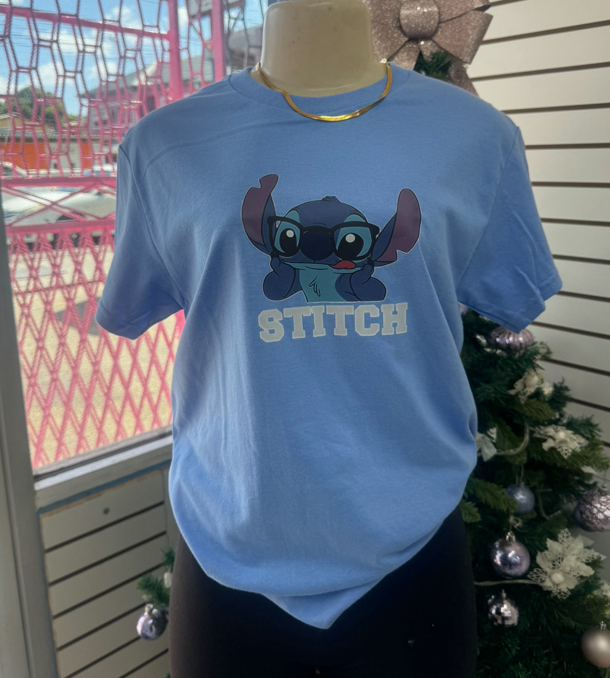 Small blue stitch t shirt