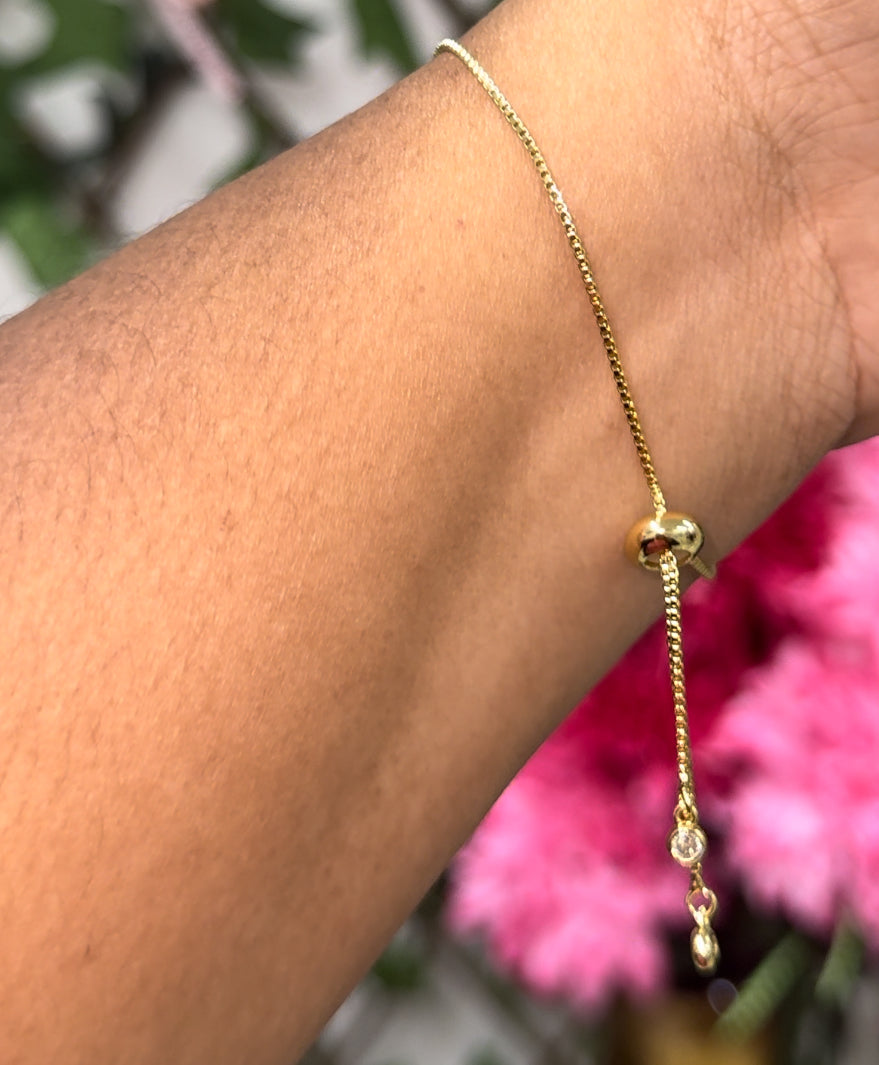 Gold plated butterfly adjustable bracelet