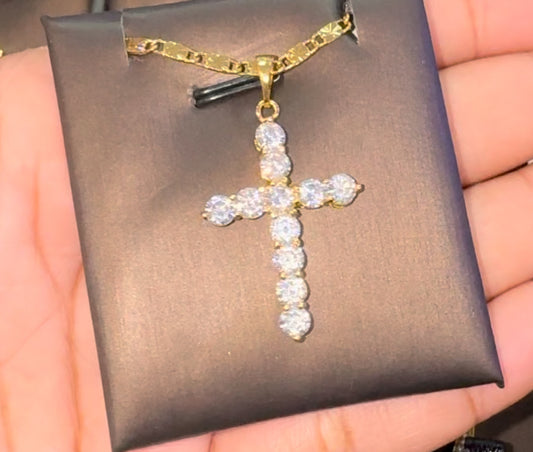Gold plated cz cross necklace
