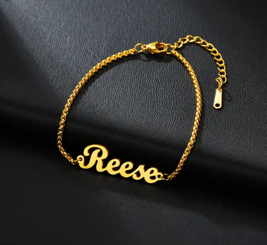 Personalized name bracelet adjustable box link