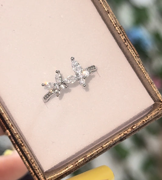 Silver plated butterfly ring