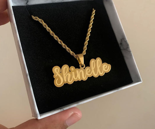 Gold plated stainless steel name necklace