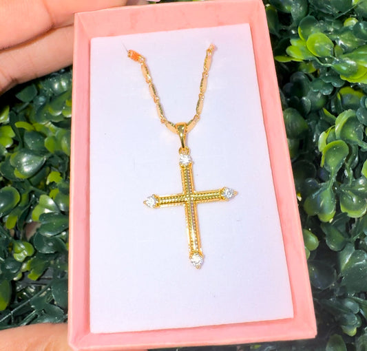Gold plated Cz cross necklace