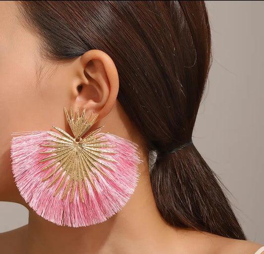 Fashion statement bohemian pink earring