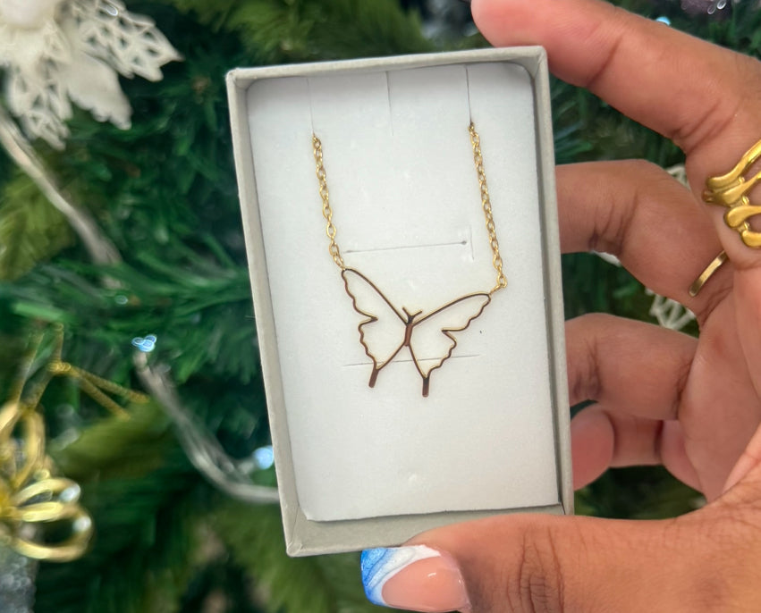 Golden stainless butterfly necklace