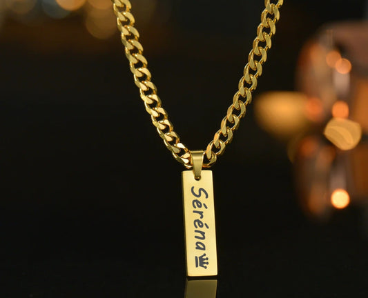 Personalized stainless steel unisex name necklace