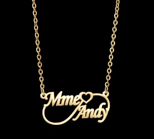 Infinity sign  stainless steel custom name necklace