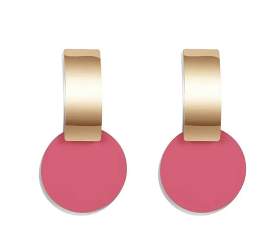 Fashion statement gold and pink earring