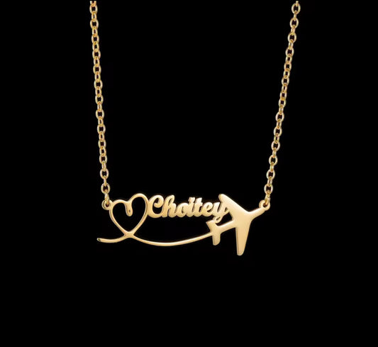 Travel babe custom name necklace
